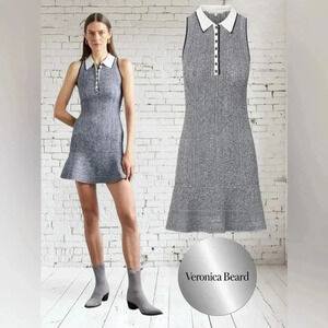 Veronica Beard Women's Polo Minidress Blue Sleeveless Size Large
